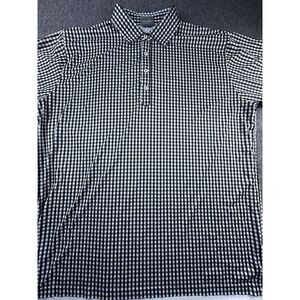 Fennec Polo Mens X-Large Black White Checkered Shirt Short Sleeve Stretch Golf